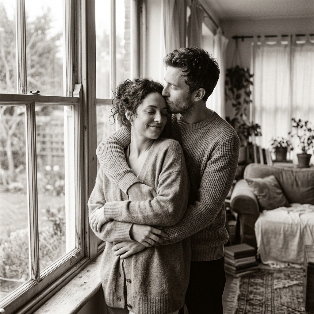 Fotografía cándida e íntima de pareja cerca a ventana