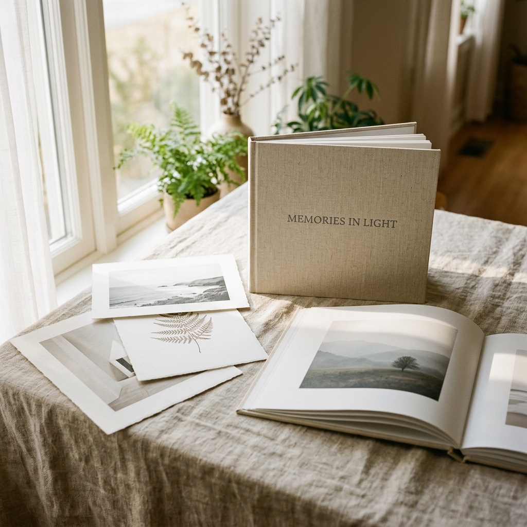 Fotolibros naturales sobre lino y prints texturizados